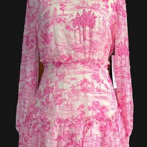 Aqua Long Sleeve Dress in Pink Pattern